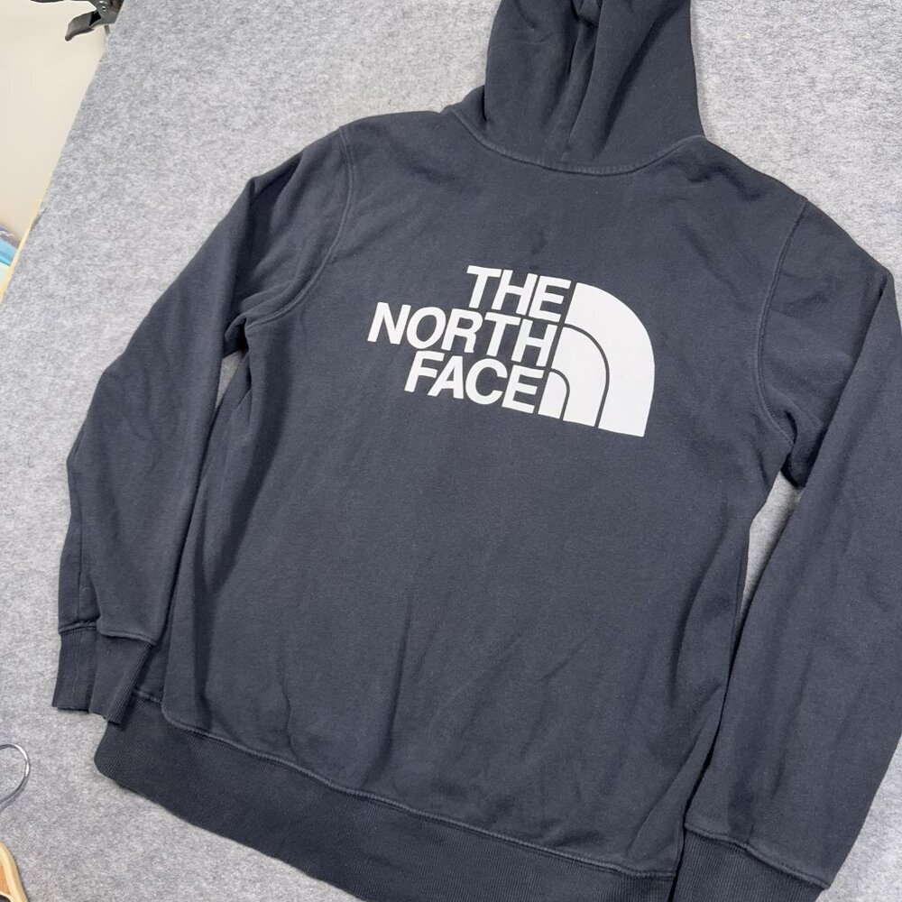 North Face Hoodie Mens Medium Black Spell Out Graphic Full Zip - Picture 16 of 16